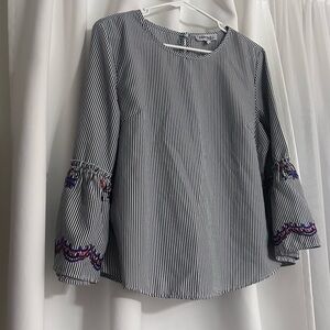 Kontrol contemporary bell sleeve embroidered blouse